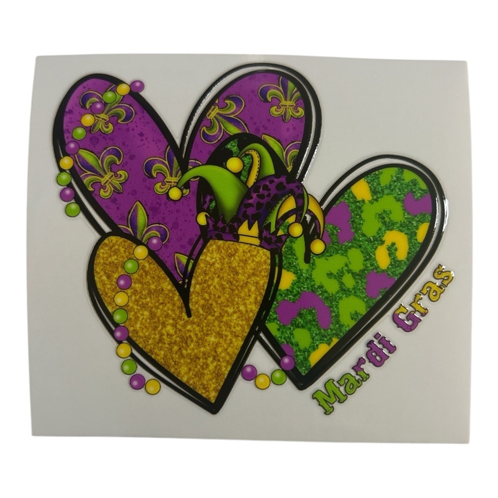 Mardi Gras Hearts Cup Decal 512